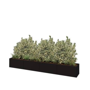 Teräksinen istutuslaatikko XXL - Suorakaiteen muotoiset - 320 x 40 x 40 cm - RAL9005 matta (musta) - Pohjalevyllä