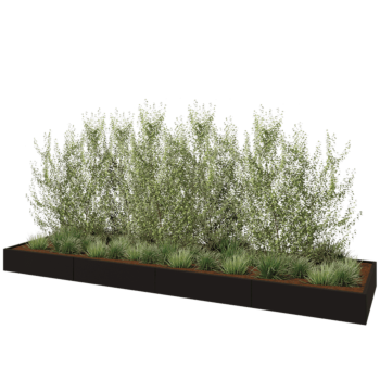 Teräksinen istutuslaatikko XXL - Suorakaiteen muotoiset - 480 x 120 x 30 cm - RAL9005 matta (musta) - Ilman pohjalevyä