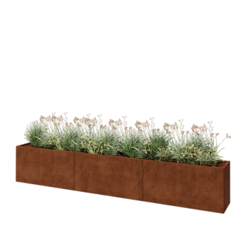 Corten-teräksinen istutuslaatikko XXL - Suorakaiteen muotoiset - 360 x 40 x 60 cm - Pohjalevyllä