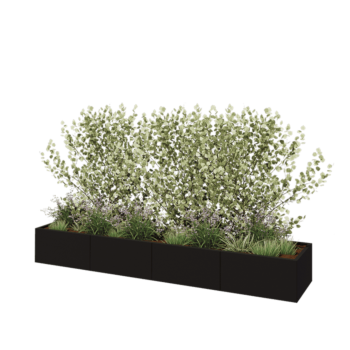 Teräksinen istutuslaatikko XXL - Suorakaiteen muotoiset - 320 x 60 x 40 cm - RAL9005 matta (musta) - Ilman pohjalevyä