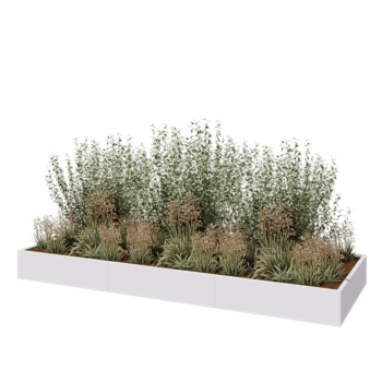 Teräksinen istutuslaatikko XXL - Suorakaiteen muotoiset - 360 x 120 x 30 cm - RAL9010 matta (valkoinen) - Pohjalevyllä