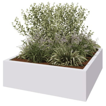 Lasikuituruukku - Neliö - 200 x 200 x 60 cm - RAL9010 matta (valkoinen) - Pohjallinen