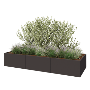 Teräksinen istutuslaatikko XXL - Suorakaiteen muotoiset - 360 x 120 x 60 cm - RAL7016 matta (antrasiitinharmaa) - Pohjalevyllä