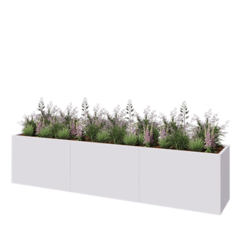 Teräksinen istutuslaatikko XXL - Suorakaiteen muotoiset - 360 x 60 x 80 cm - RAL9010 matta (valkoinen) - Ilman pohjalevyä