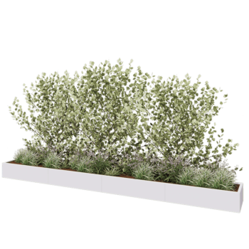 Teräksinen istutuslaatikko XXL - Suorakaiteen muotoiset - 480 x 50 x 30 cm - RAL9010 matta (valkoinen) - Ilman pohjalevyä