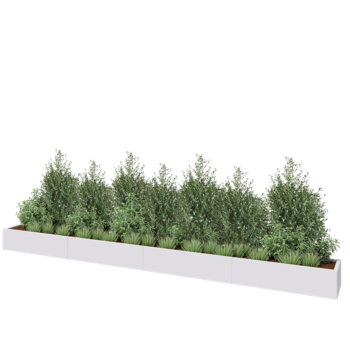 Teräksinen istutuslaatikko XXL - Suorakaiteen muotoiset - 480 x 40 x 30 cm - RAL9010 matta (valkoinen) - Pohjalevyllä