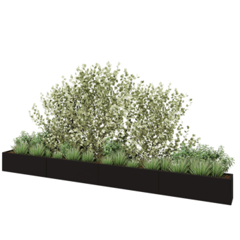 Teräksinen istutuslaatikko XXL - Suorakaiteen muotoiset - 480 x 30 x 40 cm - RAL9005 matta (musta) - Ilman pohjalevyä