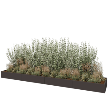 Teräksinen istutuslaatikko XXL - Suorakaiteen muotoiset - 480 x 80 x 30 cm - RAL7016 matta (antrasiitinharmaa) - Pohjalevyllä