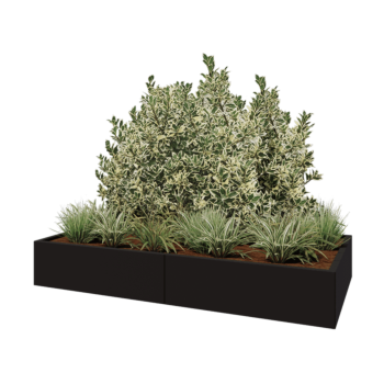 Teräksinen istutuslaatikko XXL - Suorakaiteen muotoiset - 200 x 100 x 30 cm - RAL9005 matta (musta) - Ilman pohjalevyä