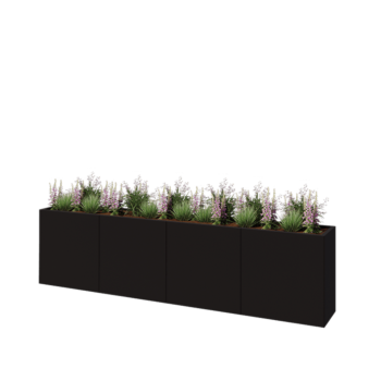 Teräksinen istutuslaatikko XXL - Suorakaiteen muotoiset - 320 x 40 x 80 cm - RAL9005 matta (musta) - Pohjalevyllä