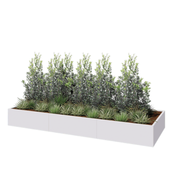 Teräksinen istutuslaatikko XXL - Suorakaiteen muotoiset - 360 x 120 x 40 cm - RAL9010 matta (valkoinen) - Pohjalevyllä