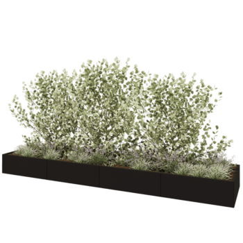 Teräksinen istutuslaatikko XXL - Suorakaiteen muotoiset - 480 x 100 x 40 cm - RAL9005 matta (musta) - Pohjalevyllä