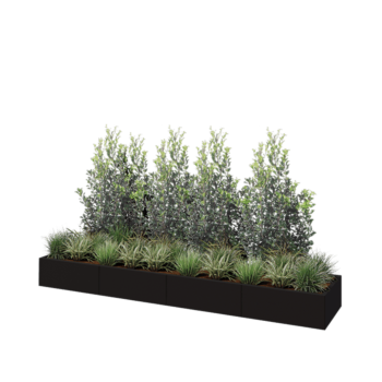 Teräksinen istutuslaatikko XXL - Suorakaiteen muotoiset - 320 x 60 x 30 cm - RAL9005 matta (musta) - Pohjalevyllä