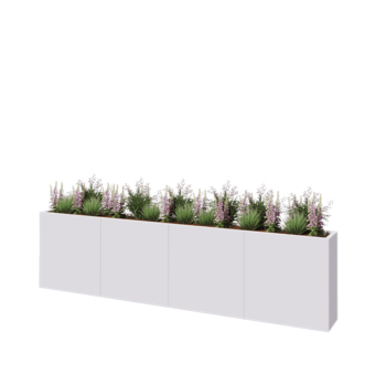 Teräksinen istutuslaatikko XXL - Suorakaiteen muotoiset - 320 x 30 x 80 cm - RAL9010 matta (valkoinen) - Ilman pohjalevyä