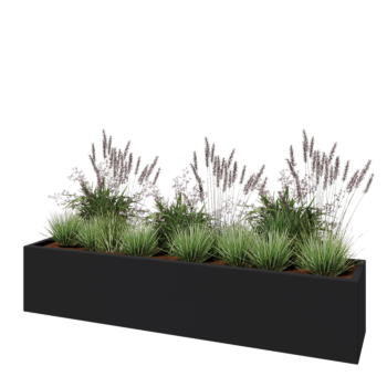 Lasikuituruukku - Suorakulmio - 200 x 40 x 40 cm - RAL7021 matta (musta harmaa) - Pohjallinen