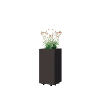 Teräksinen istutuslaatikko - Neliönmuotoiset - 30 x 30 x 60 cm - RAL7016 matta (antrasiitinharmaa) - Pohjalevyllä - Jaloilla