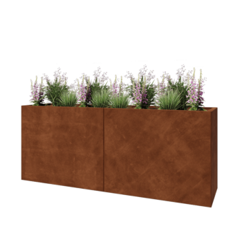 Corten-teräksinen istutuslaatikko XXL - Suorakaiteen muotoiset - 200 x 50 x 80 cm - Pohjalevyllä