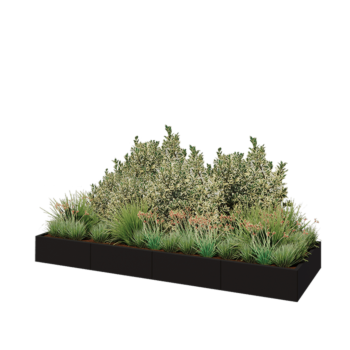 Teräksinen istutuslaatikko XXL - Suorakaiteen muotoiset - 320 x 100 x 30 cm - RAL9005 matta (musta) - Ilman pohjalevyä