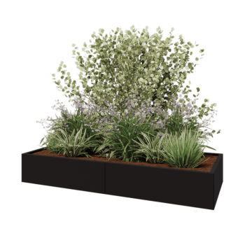 Teräksinen istutuslaatikko XXL - Suorakaiteen muotoiset - 200 x 80 x 30 cm - RAL9005 matta (musta) - Ilman pohjalevyä