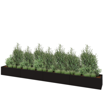 Teräksinen istutuslaatikko XXL - Suorakaiteen muotoiset - 480 x 50 x 40 cm - RAL9005 matta (musta) - Pohjalevyllä