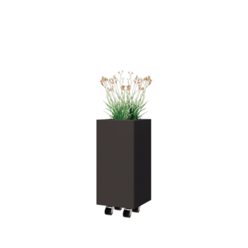Teräksinen istutuslaatikko - Neliönmuotoiset - 30 x 30 x 60 cm - RAL7016 matta (antrasiitinharmaa) - Pohjalevyllä - Pyörillä