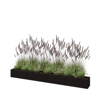 Teräksinen istutuslaatikko XXL - Suorakaiteen muotoiset - 320 x 30 x 30 cm - RAL9005 matta (musta) - Ilman pohjalevyä