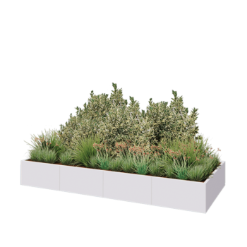 Teräksinen istutuslaatikko XXL - Suorakaiteen muotoiset - 320 x 120 x 40 cm - RAL9010 matta (valkoinen) - Pohjalevyllä