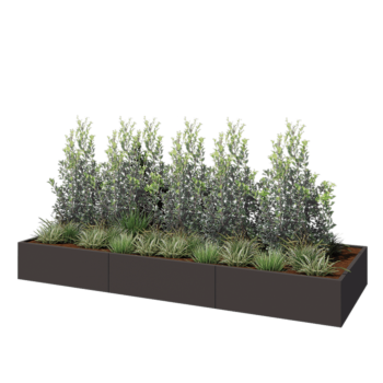 Teräksinen istutuslaatikko XXL - Suorakaiteen muotoiset - 360 x 120 x 40 cm - RAL7016 matta (antrasiitinharmaa) - Pohjalevyllä