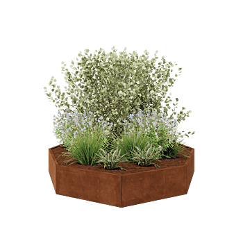 Corten-teräksinen istutuslaatikko - Kahdeksankulmaiset - 241,4 x 241,4 x 40 cm - Ilman pohjalevyä