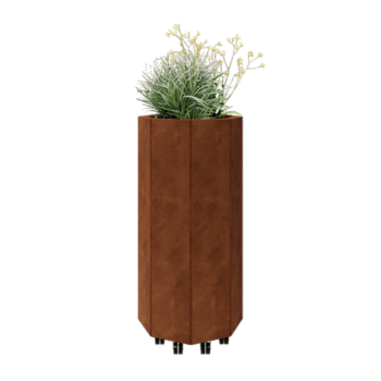 Corten-teräksinen istutuslaatikko - Kahdeksankulmaiset - 48,3 x 48,3 x 100 cm - Pohjalevyllä - Pyörillä
