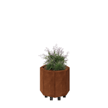 Corten-teräksinen istutuslaatikko - Kahdeksankulmaiset - 48,3 x 48,3 x 40 cm - Pohjalevyllä - Pyörillä