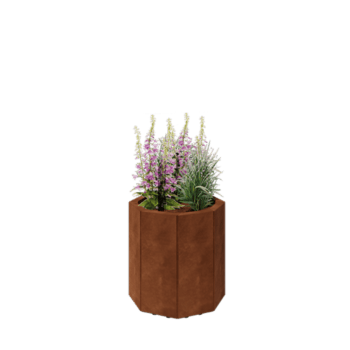 Corten-teräksinen istutuslaatikko - Kahdeksankulmaiset - 48,3 x 48,3 x 50 cm - Pohjalevyllä - Jaloilla