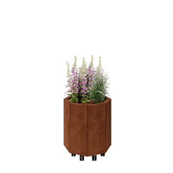 Corten-teräksinen istutuslaatikko - Kahdeksankulmaiset - 48,3 x 48,3 x 50 cm - Pohjalevyllä - Pyörillä