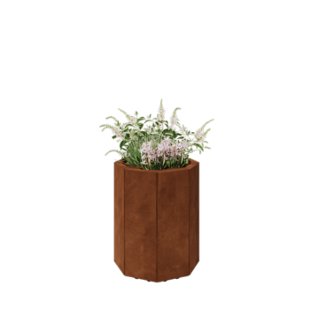 Corten-teräksinen istutuslaatikko - Kahdeksankulmaiset - 48,3 x 48,3 x 60 cm - Pohjalevyllä - Jaloilla