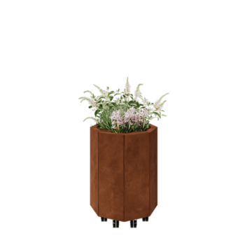 Corten-teräksinen istutuslaatikko - Kahdeksankulmaiset - 48,3 x 48,3 x 60 cm - Pohjalevyllä - Pyörillä