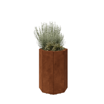 Corten-teräksinen istutuslaatikko - Kahdeksankulmaiset - 48,3 x 48,3 x 70 cm - Pohjalevyllä - Jaloilla