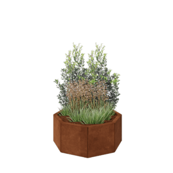 Corten-teräksinen istutuslaatikko - Kahdeksankulmaiset - 72,4 x 72,4 x 30 cm - Pohjalevyllä