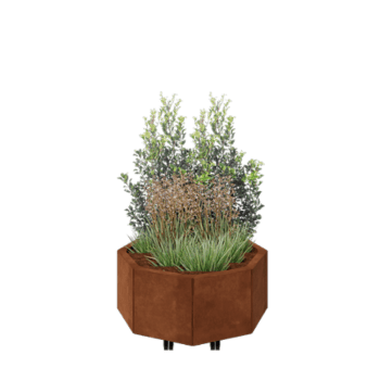 Corten-teräksinen istutuslaatikko - Kahdeksankulmaiset - 72,4 x 72,4 x 30 cm - Pohjalevyllä - Pyörillä