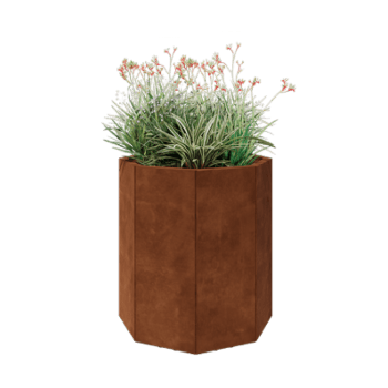 Corten-teräksinen istutuslaatikko - Kahdeksankulmaiset - 72,4 x 72,4 x 80 cm - Pohjalevyllä - Jaloilla