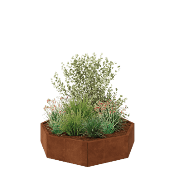 Corten-teräksinen istutuslaatikko - Kahdeksankulmaiset - 144,9 x 144,9 x 30 cm - Ilman pohjalevyä