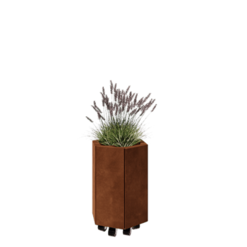 Corten-teräksinen istutuslaatikko - Kuusikulmaiset - 39,3 x 34,6 x 50 cm - Pohjalevyllä - Pyörillä
