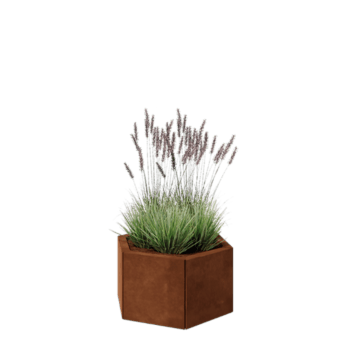 Corten-teräksinen istutuslaatikko - Kuusikulmaiset - 59,3 x 52 x 30 cm - Pohjalevyllä