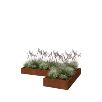 Corten-teräksinen istutuslaatikko - L-muotoinen - 300 x 200 x 30 cm - Ilman pohjalevyä
