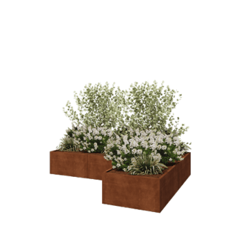 Corten-teräksinen istutuslaatikko - L-muotoinen - 300 x 200 x 50 cm - Ilman pohjalevyä