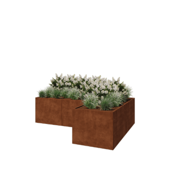 Corten-teräksinen istutuslaatikko - L-muotoinen - 300 x 200 x 80 cm - Ilman pohjalevyä