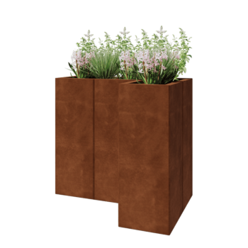 Corten-teräksinen istutuslaatikko - L-muotoinen - 90 x 60 x 80 cm - Pohjalevyllä