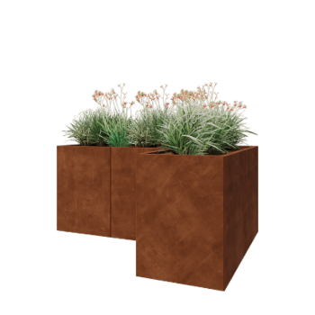 Corten-teräksinen istutuslaatikko - L-muotoinen - 180 x 120 x 80 cm - Ilman pohjalevyä