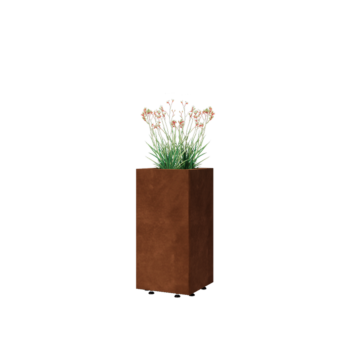 Corten-teräksinen istutuslaatikko - Neliönmuotoiset - 30 x 30 x 60 cm - Pohjalevyllä - Jaloilla