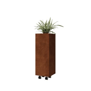 Corten-teräksinen istutuslaatikko - Neliönmuotoiset - 30 x 30 x 80 cm - Pohjalevyllä - Pyörillä