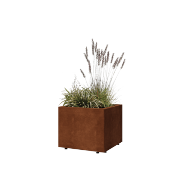 Corten-teräksinen istutuslaatikko - Neliönmuotoiset - 50 x 50 x 40 cm - Pohjalevyllä - Jaloilla